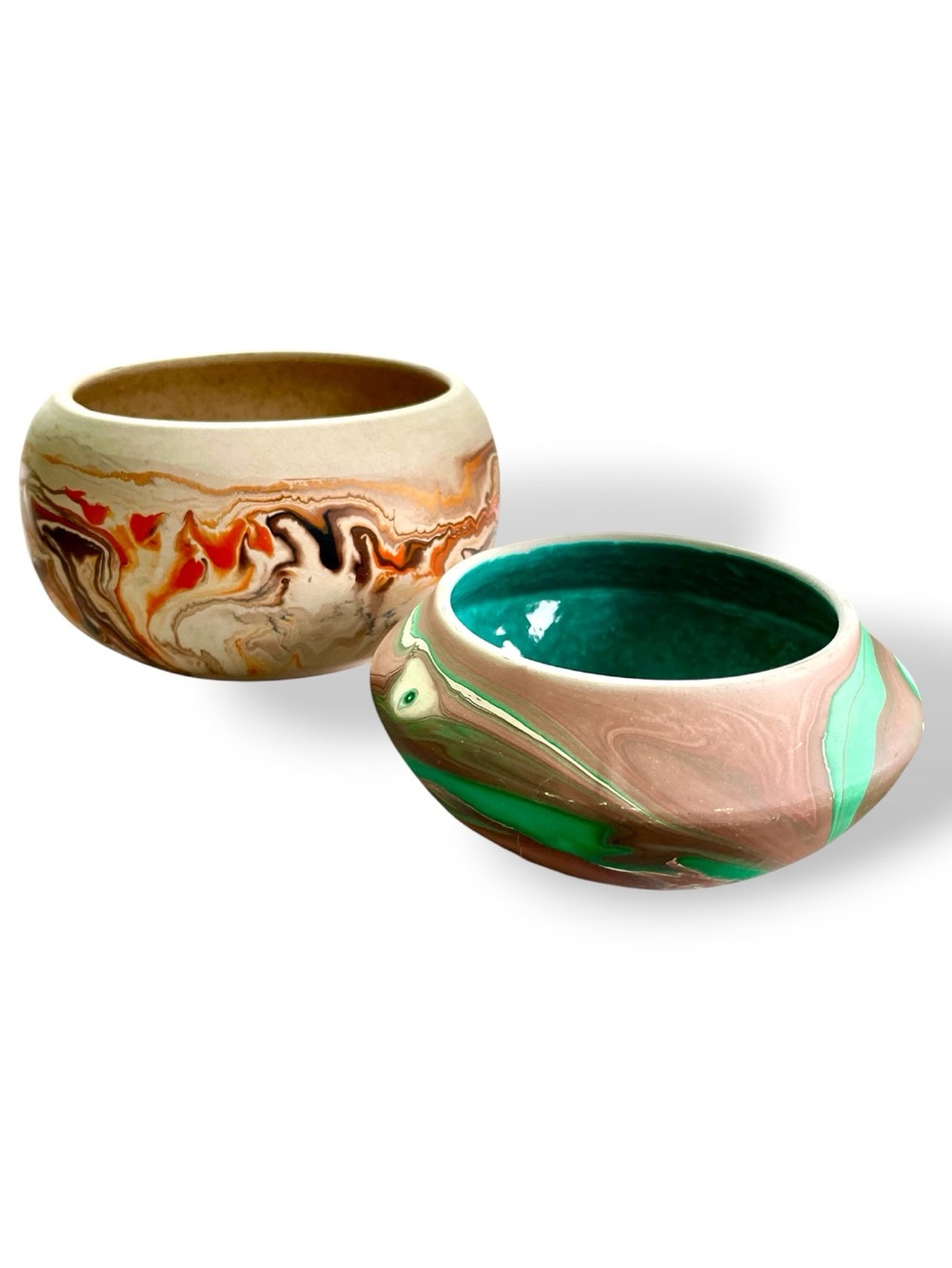 Set of 2 Nemadji Pottery bowls, 5 inch and 3 inch diameter - Picture 1 of 8